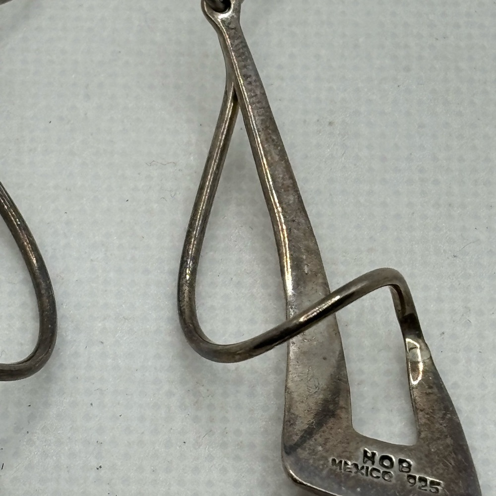 HOB 925 Modernist Dangle Earrings.  Around 2” long not counting hooks. - Picture 15 of 15